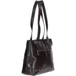 Zip Mid Section Real Leather Shoulder Bag Brown