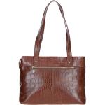 Zip Mid Section Real Leather Shoulder Bag Cognac