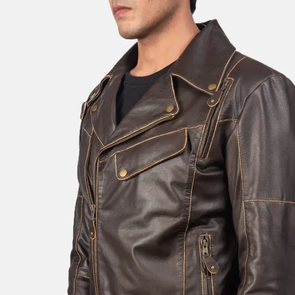 Vincent Brown Leather Biker Jacket