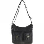 Vintage Two Pocket Leather Shoulder Bag Grey