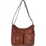 Vintage Two Pocket Leather Shoulder Bag Honey