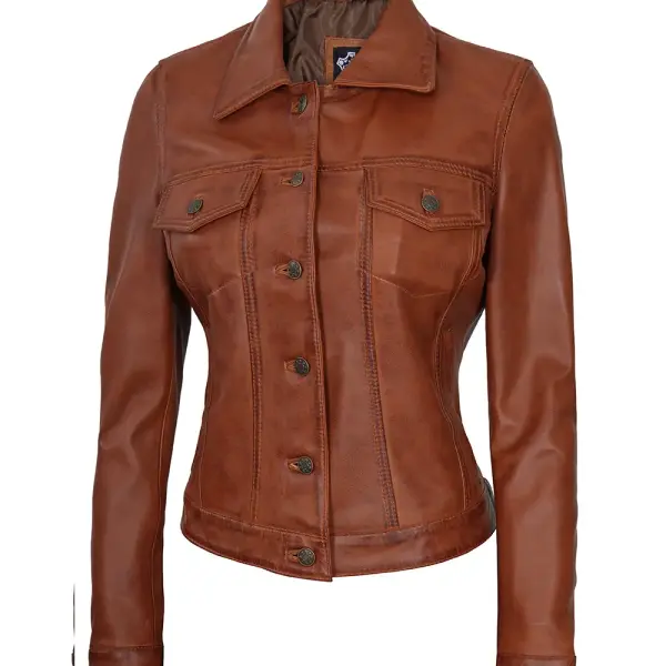 Infinity Leather Women Trucker Jacket