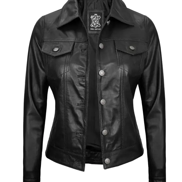 Infinity Leather Women Trucker Jacket