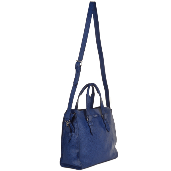 Leather Large Work Bag Blue